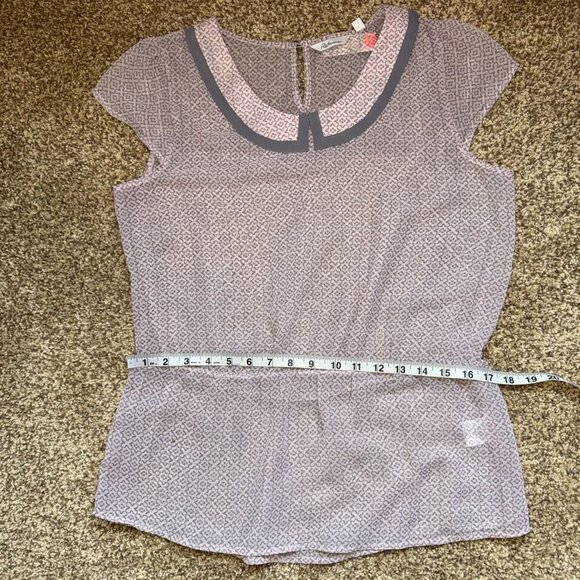 Reitmans Blouse pink grey sheer Top Shirt Feminine Sheer Women's Size M - Picture 7 of 9